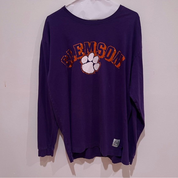 PINK Victoria's Secret Tops - PINK Victoria's Secret Purple CLEMSON Long Sleeve Top
